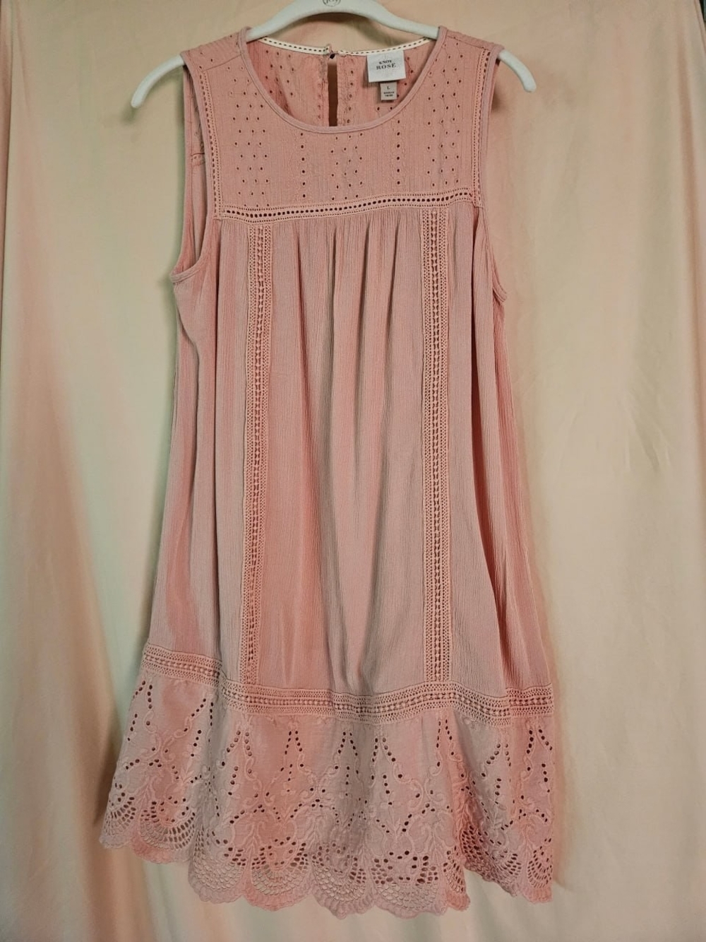 Knox Rose Dusty Peach Eyelet Sleeveless Dress